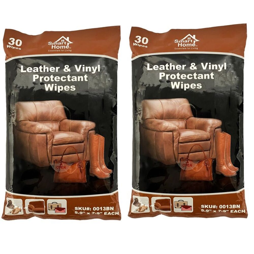 Smart Home Leather & Vinyl Cleaning Protectant Wipes, 60 Count